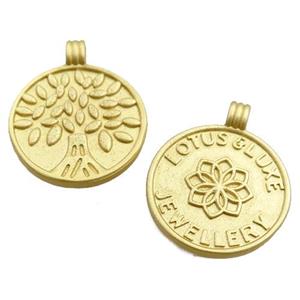 copper circle pendant, duck gold, approx 20mm [FN20992]