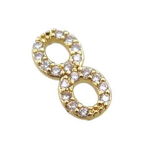 copper infinity connector paved zircon, gold plated, approx 6-13mm [FN20995]