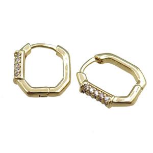 copper Latchback Earrings pave zircon, gold plated, approx 14mm [FN21019]