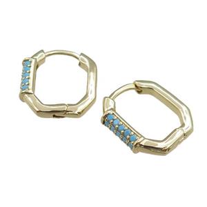 copper Latchback Earrings pave red zircon, gold plated, approx 14mm [FN21024]