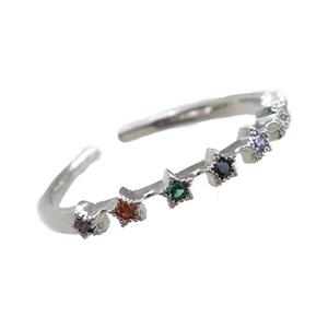 copper Rings pave zircon, adjustable, platinum plated, approx 20mm dia [FN21030]