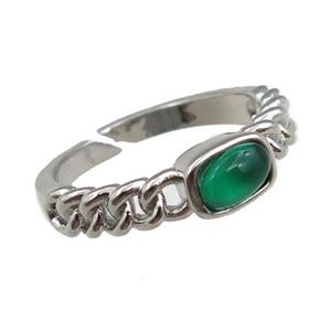 copper Rings pave zircon, adjustable, platinum plated, approx 5-7mm, 20mm dia [FN21052]