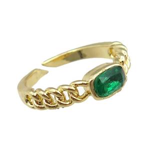 copper Rings pave zircon, adjustable, gold plated, approx 5-7mm, 20mm dia [FN21053]