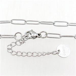 Stainless Steel necklace, platinum plated, approx 3x10mm, 40-45cm length [FN21120]