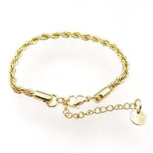 Stainless Steel bracelet, gold plated, approx 4mm, 17-22cm length [FN21123]