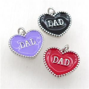 copper heart DAD pendant with enameling, mix, platinum plated, approx 17-20mm [FN21139]