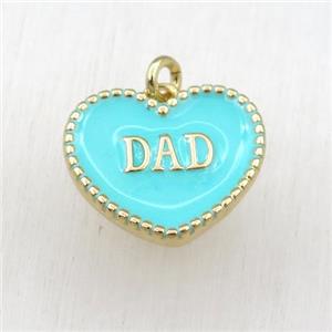 copper heart DAD pendant with green enameling, gold plated, approx 17-20mm [FN21142]