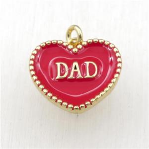 copper heart DAD pendant with red enameling, gold plated, approx 17-20mm [FN21145]