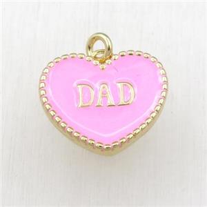 copper heart DAD pendant with pink enameling, gold plated, approx 17-20mm [FN21148]