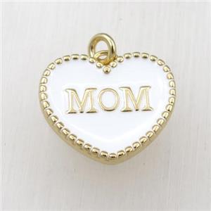 copper heart MOM pendant with white enameling, gold plated, approx 17-20mm [FN21156]