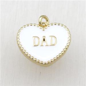 copper heart DAD pendant with white enameling, gold plated, approx 17-20mm [FN21157]