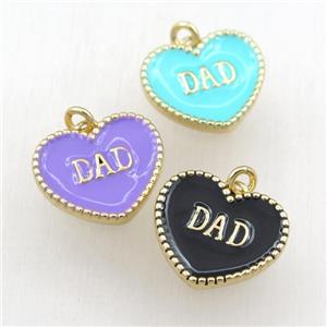 copper heart DAD pendant with enameling, mix, gold plated, approx 17-20mm [FN21160]