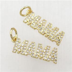 copper MAMA pendant pave zircon, gold plated, approx 6-18mm [FN21162]