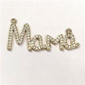 copper MAMA pendant pave zircon, gold plated, approx 8mm, 15-40mm [FN21178]
