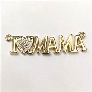 copper MAMA pendant pave zircon, gold plated, approx 10-40mm [FN21179]