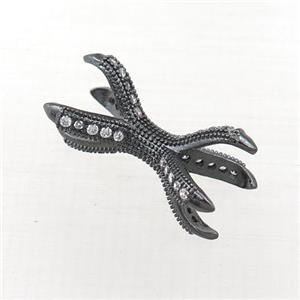 copper beadholder charm paved zircon, black plated, approx 12-22mm [FN21181]