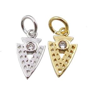 copper arrowhead pendant pave zircon, mixed, approx 7-10mm [FN21185]