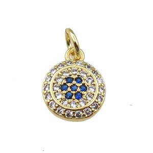 copper circle pendant pave zircon, gold plated, approx 9mm dia [FN21187]