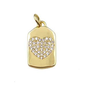 copper lock pendant pave zircon with heart, gold plated, approx 9-15mm [FN21190]