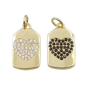 copper lock pendant pave zircon with heart, mixed, gold plated, approx 9-15mm [FN21192]