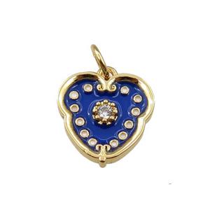 copper heart pendant with blue enameled, gold plated, approx 13mm [FN21195]