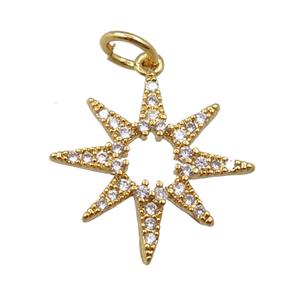 copper northstar pendant pave zircon, gold plated, approx 17mm [FN21203]