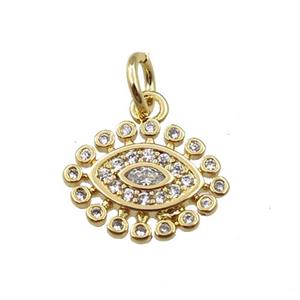 copper eye pendant pave zircon, gold plated, approx 9-11.5mm [FN21204]