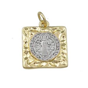 copper square pendant, gold plated, approx 15mm [FN21212]