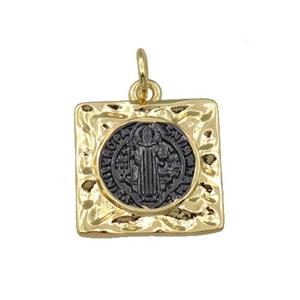 copper square pendant, gold plated, approx 15mm [FN21213]