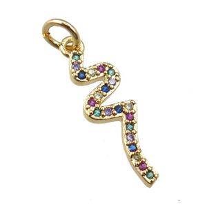 copper snake pendant pave zircon, gold plated, approx 6-20mm [FN21215]