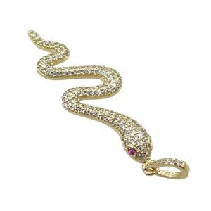 copper snake pendant pave zircon, gold plated, approx 15-40mm [FN21217]