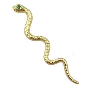 copper snake pendant pave zircon, gold plated, approx 70mm [FN21218]