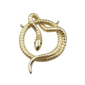 copper snake pendant pave zircon, gold plated, approx 20-25mm [FN21219]