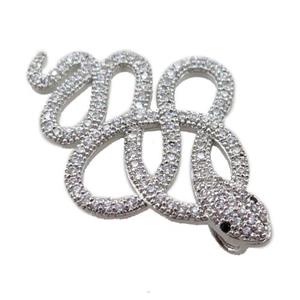 copper snake pendant pave zircon, platinum plated, approx 24-35mm [FN21220]