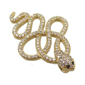 copper snake pendant pave zircon, gold plated, approx 24-35mm [FN21221]