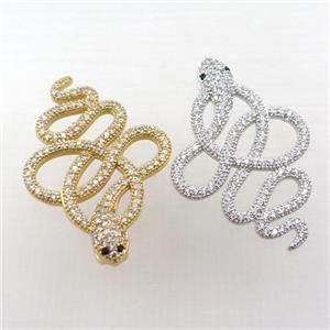 copper snake charm pendant pave zircon, mixed, approx 24-35mm [FN21222]