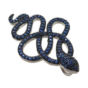 copper snake pendant pave blue zircon, platinum plated, approx 24-35mm [FN21223]