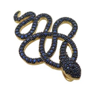 copper snake pendant pave blue zircon, gold plated, approx 24-35mm [FN21224]
