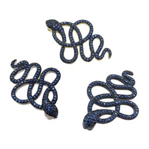 copper snake pendant pave blue zircon, mixed, approx 24-35mm [FN21226]