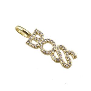 copper BOSS pendant pave zircon, gold plated, approx 7-26mm [FN21230]