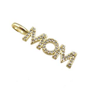 copper MOM pendant pave zircon, gold plated, approx 7-26mm [FN21231]
