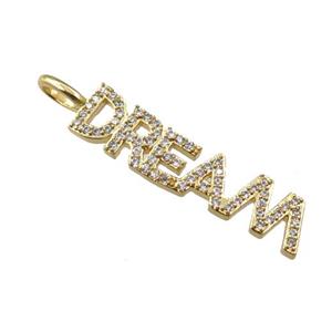 copper DREAM pendant pave zircon, gold plated, approx 7-34mm [FN21232]
