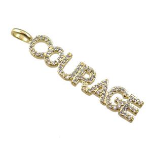 copper COURAGE pendant pave zircon, gold plated, approx 7-40mm [FN21234]