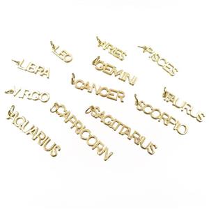 copper zodiac letter pendant, mixed, gold plated, approx 7mm wide [FN21248]
