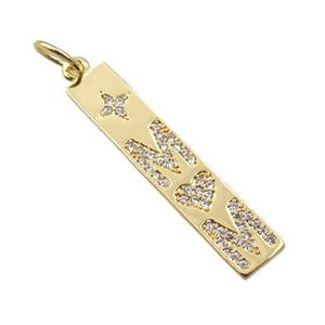 copper letter pendant pave zircon, MOM, gold plated, approx 6-30mm [FN21249]