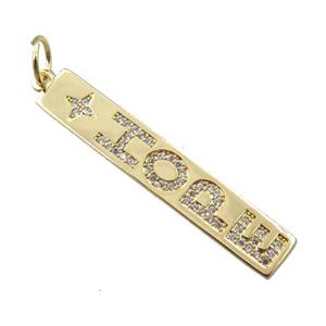 copper letter pendant pave zircon, HOPE, gold plated, approx 6-35mm [FN21250]