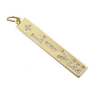 copper letter pendant pave zircon, LIVE, gold plated, approx 6-37mm [FN21251]