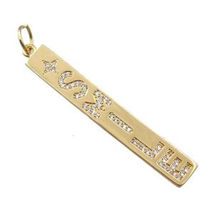 copper letter pendant pave zircon, SMILE, gold plated, approx 6-43mm [FN21252]