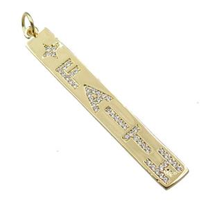 copper letter pendant pave zircon, FAITH, gold plated, approx 6-43mm [FN21253]