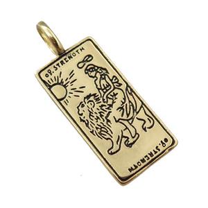 copper tarot card pendant, lion, gold plated, approx 12-25mm [FN21265]